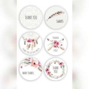 100 pieces floral 6 designs thank you stickers